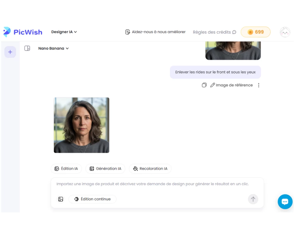 enlever les rides avec PicWish
